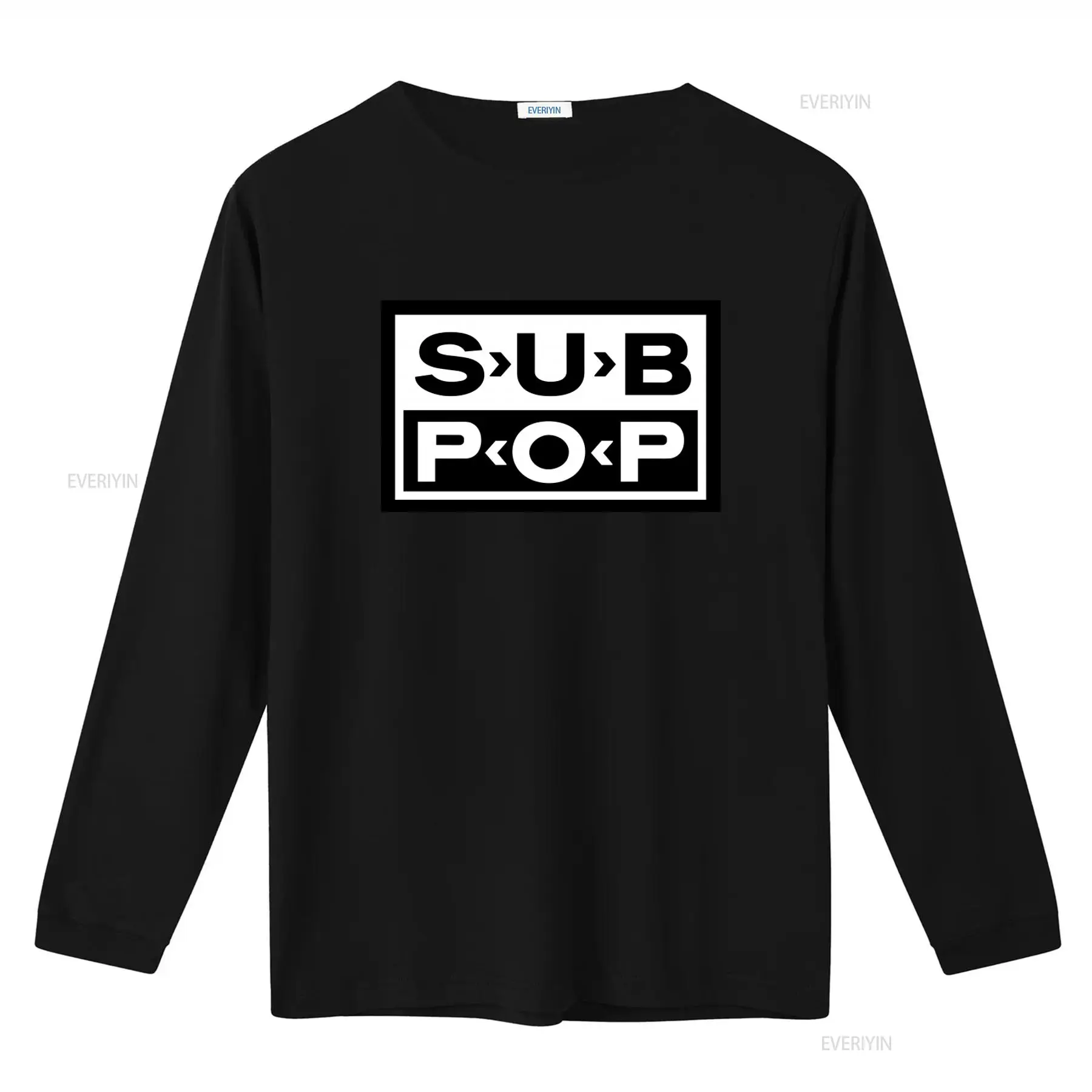 Sub Pop Logo T Shirt Black wit - Vintage Fashion Jersey ulasan dan harga