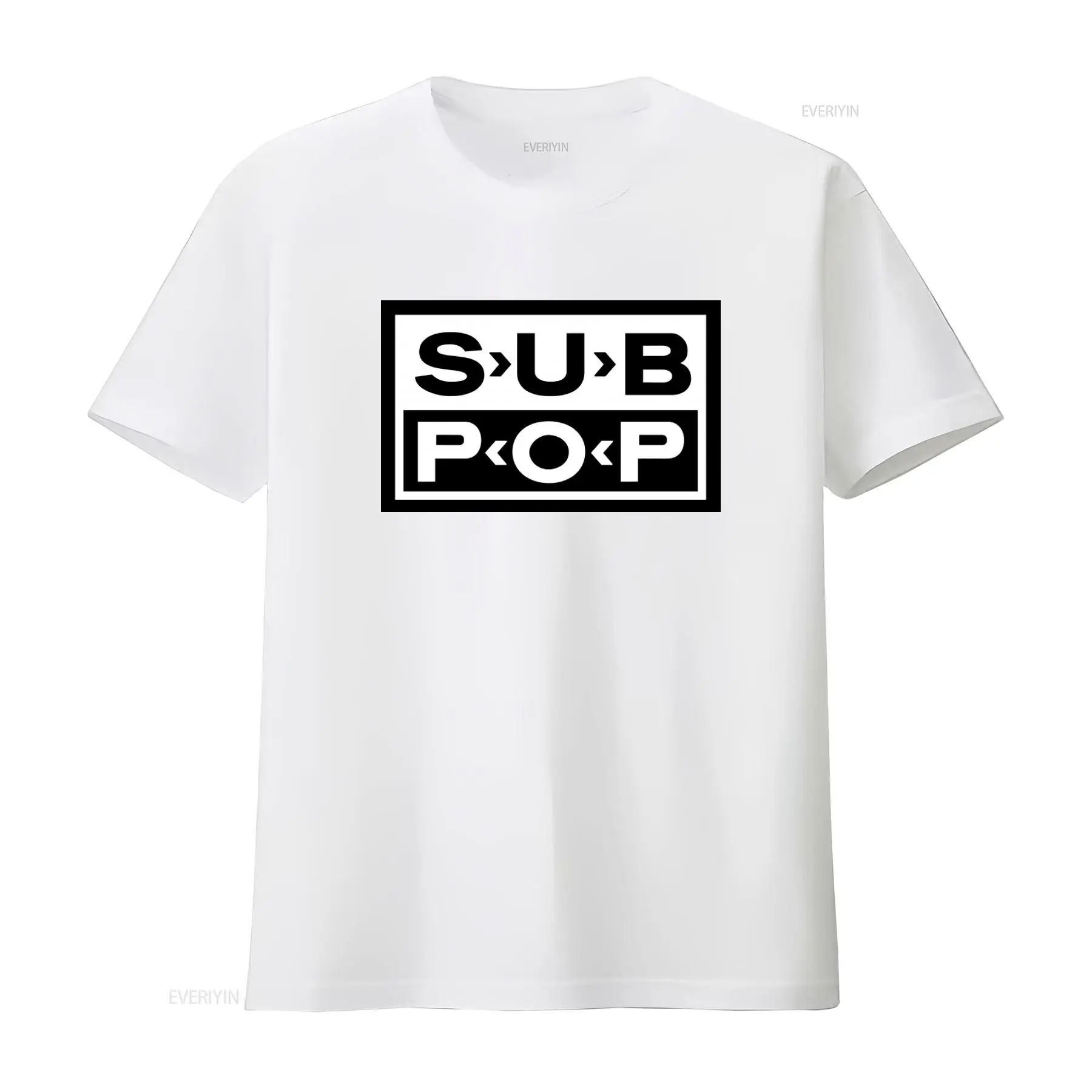 Sub Pop Logo T Shirt Black wit - Vintage Fashion Jersey ulasan dan harga