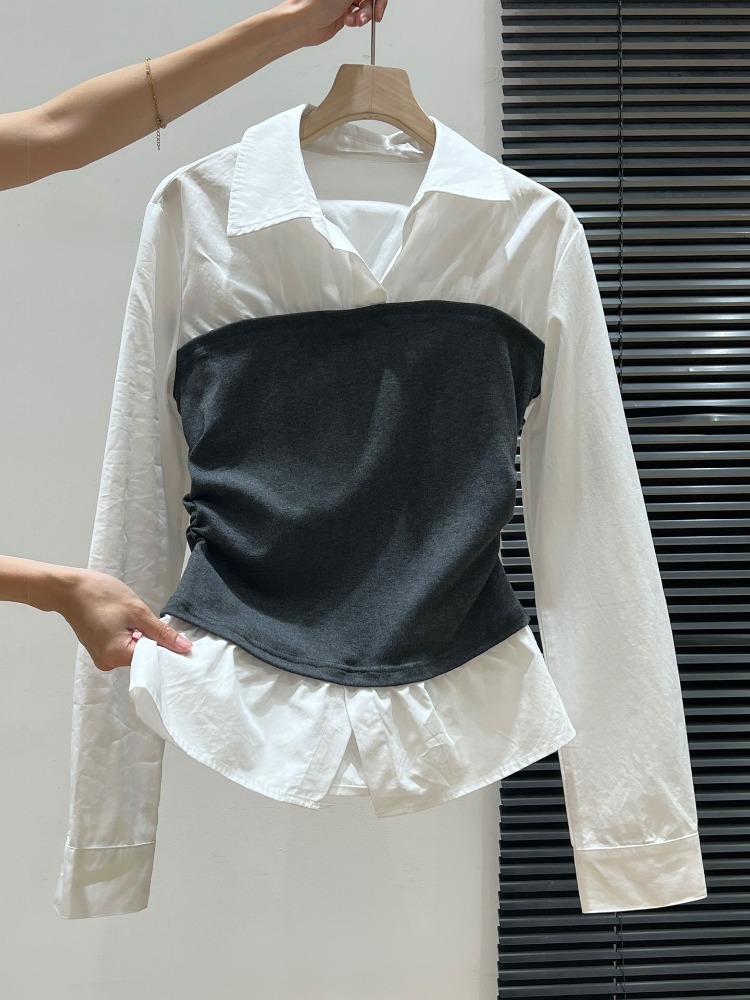 Kimutomo Shirts Women Patchwor - Vintage Fashion Jersey ulasan dan harga
