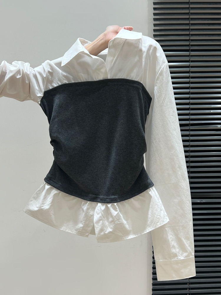 Kimutomo Shirts Women Patchwor - Vintage Fashion Jersey ulasan dan harga